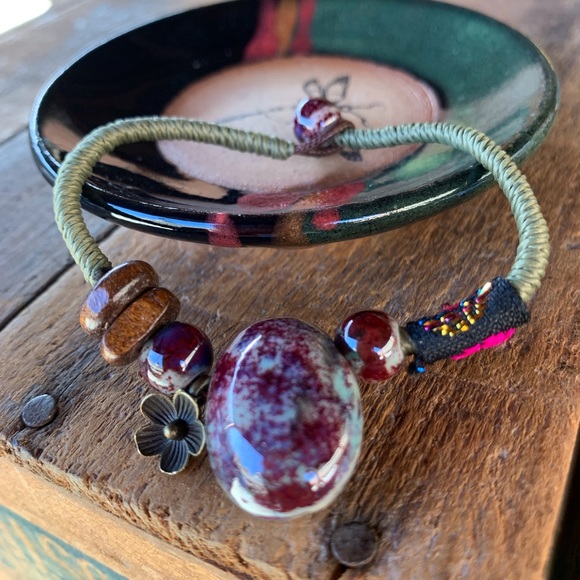 ✨LARGE CERAMIC BEAD BOHO ROPE BRACELET/ANKLET - Picture 4 of 6